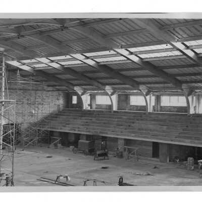 Interior view of Field House (Sports Complex) under construction.