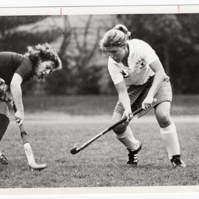 Women's field hockey match.