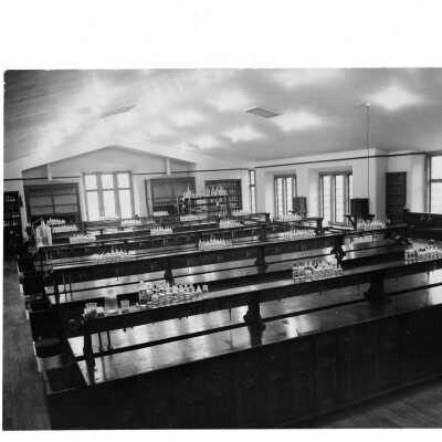 Interior view of chemistry laboratory in Barbelin Lonergan building.