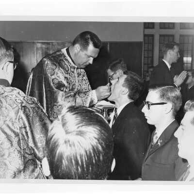 Father Losten of the Byzantine Rite at Mass during Saint Joseph's week, March 1964.