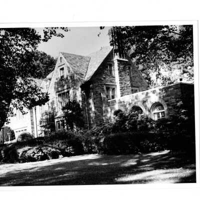 Exterior view of front of Regis Hall.