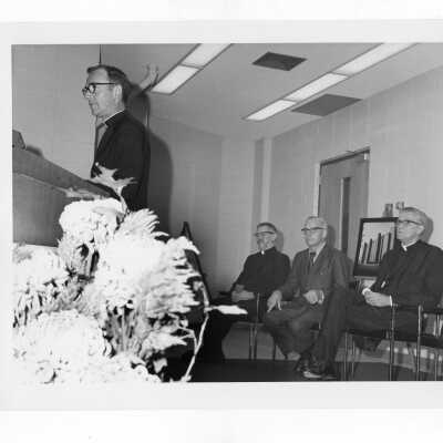 Science center dedication with Terrence Toland, S.J., William F. Maloney, S.J. and others.