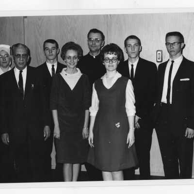 Members of Villiger Debating Society with two women at Rosement College debate?
