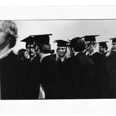Graduates moving into to procession during 1971 graduation/commencement.