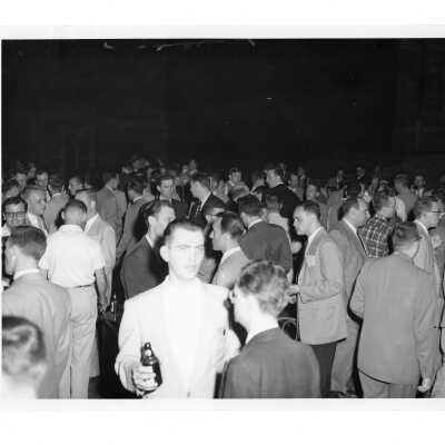 View of social event at alumni homecoming event, c. 1954.