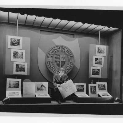Display in the John Wanamaker department store window celebrating the centennial of Saint Joseph's College in 1951.