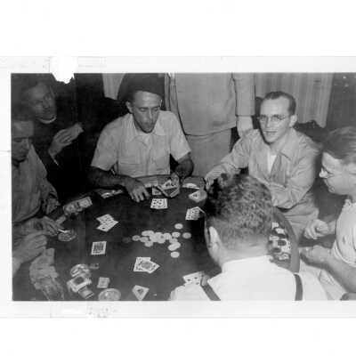 Alumni reunion of class of 1931 at Somerton, Philadelphia. View of several alumni playing poker.