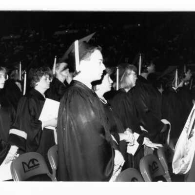 Views of graduates during 1990 graduation/commencement.