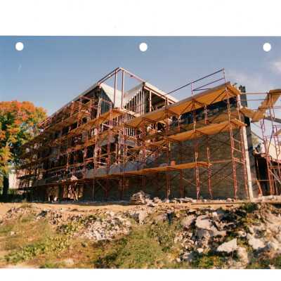 Exterior of view of construction of Chapel of Saint Joseph.