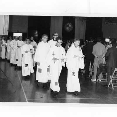 Processional for Mass in Field House, c. May 1978.