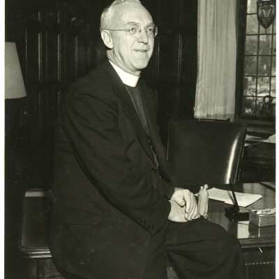 J. Joseph Bluett, S.J.: President of Saint Joseph's College 1956 to 1962, in his office.