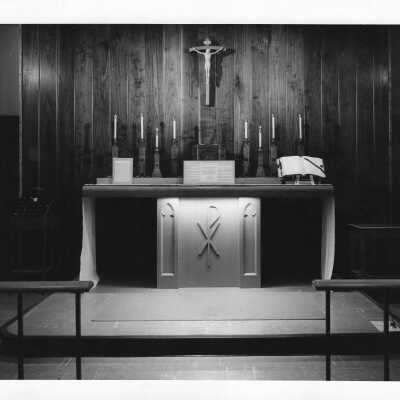 Interior view of student chapel in Barbelin building.