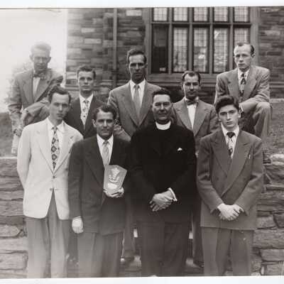 Student members of Physics Department fraternity with John S. O'Conor, S.J., c. 1947.