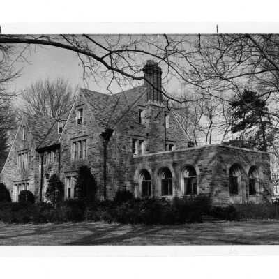 View of front and side of Regis Hall.