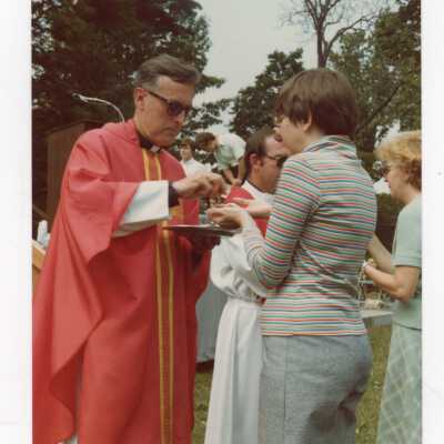 Donald I. MacLean, S.J. conducting Mass at dedication of Sourin Residence Center.