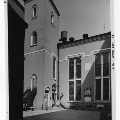 Courtyard of Old Saint Joseph's Church, Willing's Alley, Philadelphia, and Father Greaton's residence.
