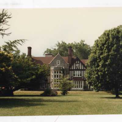 Exterior view of Saint Mary's Hall in spring.