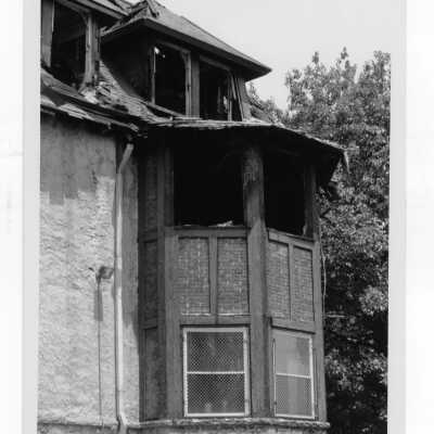 Exterior view of Simpson Hall after fire.