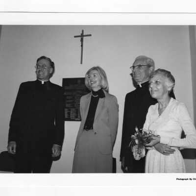 Michael J. Smith, S.J, Donald I. MacLean, S.J., Josephine Savaro, and unidentified individual.