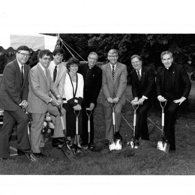 McShain Hall groundbreaking with Dan Curran speaking.