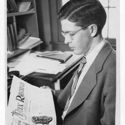 James E. Dougherty, Student Delegate to Pax Romana Assembly in Belgium, 1948.