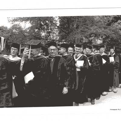 Faculty processing to Gest Lawn for 1980 graduation/commencement.