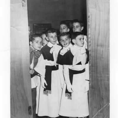View of altar boys who served the Pontifical mass for centennial celebration.