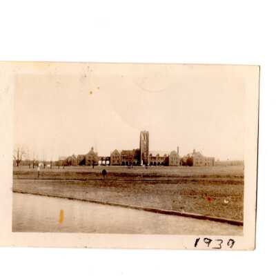 Three exterior views of Barbelin Hall and grounds of Saint Joseph's College taken by student, L. J. Buividas, in 1939.