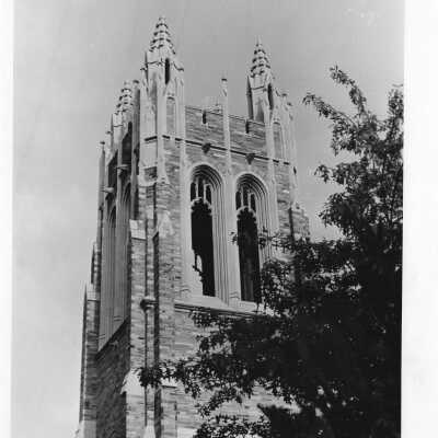 Exterior view of upper portion of Barbelin Tower.