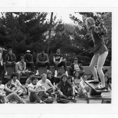 Students watching performance of Royal Lichtenstein Circus.