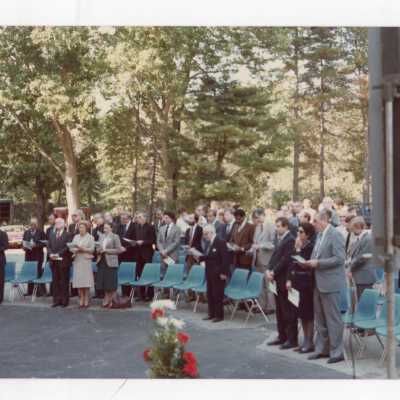 View of guests attending dedication of Sourin Residence Center.