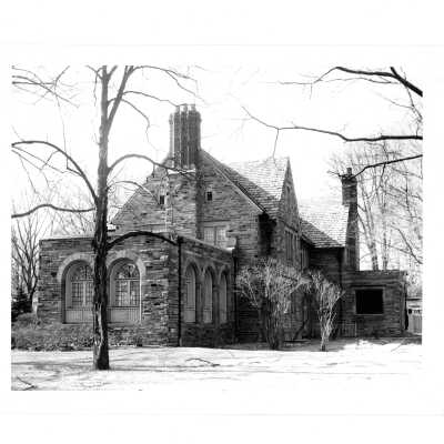 Exterior view of side and back of Regis Hall.