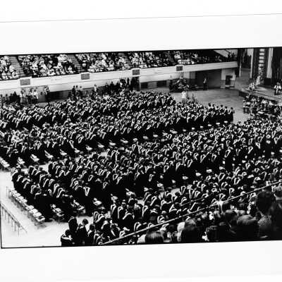 View of 1971 graduation/commencement in Convention Hall, Philadelphia Civic Center.