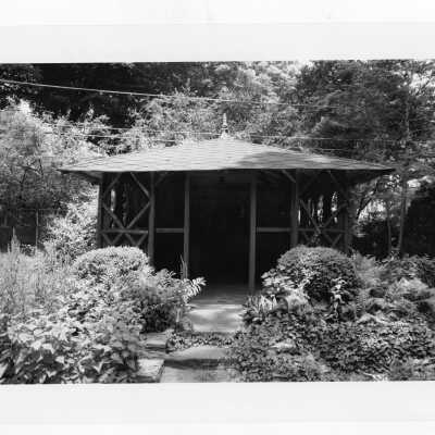 View of front entrance to old gazebo of Boland Hall.