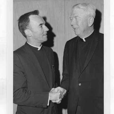 Lawrence R. McHugh, S.J., with Terrence Toland, S.J., 1969.