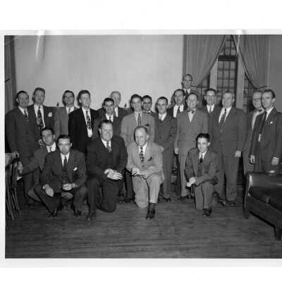 Alumni reunion of class of 1934, held October 14, 1948. Group photo taken in College Lounge.