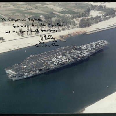 USS Saratoga (CV-60) in Suez Canal Sept. 24, 1990 (U.S. Navy Photograph)
