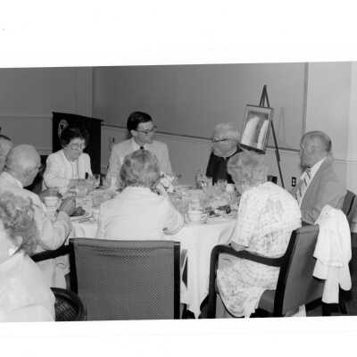 McShain Hall dedication luncheon with Michael J. Smith, S.J. and others.