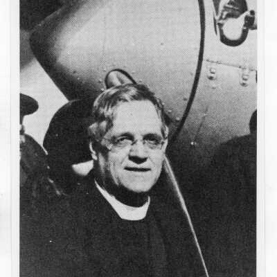 Matthew L. Fortier, S.J.: Faculty, Ethics; Leader in moving SJC from the Gesu to Overbrook from 1922- 1927. This is a copy of a part of a photograph, which in full would show Charles A. Lindbergh arriving in Phila. To receive Honorary Degree.