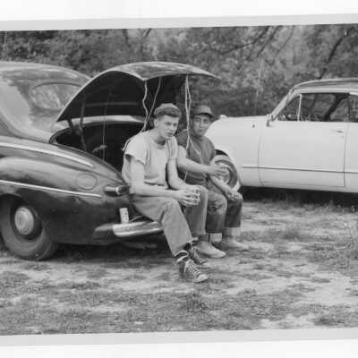 Two students from Barry Hall tailgating at Paoli quarry.