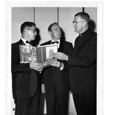 Dedication dinner for Villiger (later Post) Academy of Food Marketing with William F. Maloney, S.J., Governor of Pennsylvania William Scranton, and US Secretary of Agriculture Freeman.