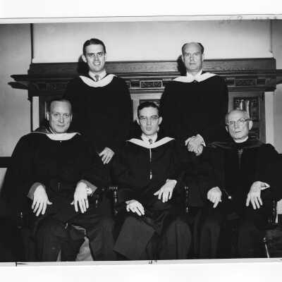 Graduating student, John Horstmann III and four members of his family at 1948 graduation/commencement ceremony.