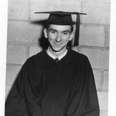 Salutatorian and honor graduate Daniel Shields at 1951 graduation/commencement ceremony.