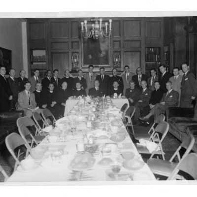 New York area alumni reunion, 1950, including Edward G. Jacklin, S.J., Joseph S. Hogan, S.J., Matthew Sullivan, S.J., and others.