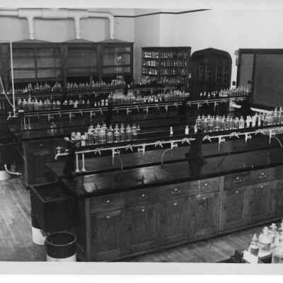 Interior view of chemistry laboratory in Barbelin Lonergan building.