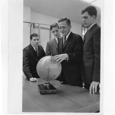 Congressman William R. Anderson (Democrat, TN, former Commander of the Nautilus), speaker at Destination College Day, October 23, 1965, with students.