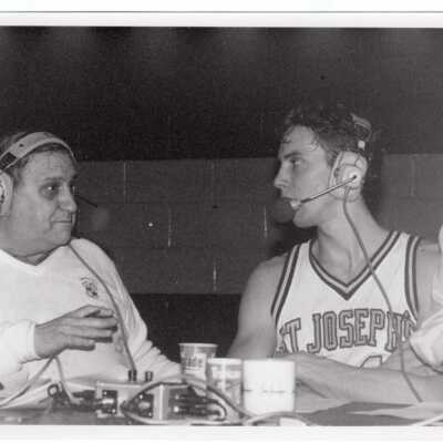 Men's Basketball player Bob Lojewski with Announcer