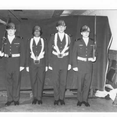 View of color guard during 1990 graduation/commencement.
