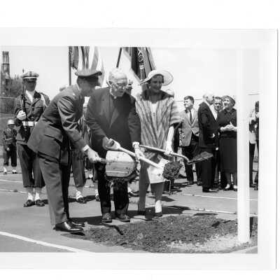 Villiger (later Post) Academy of Food Marketing groundbreaking with J. Joseph Bluett, S.J. and others.
