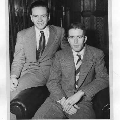 Joseph P. Dougherty: Class of 1948; Alumni leader. Shown with an unidentified fellow student.
